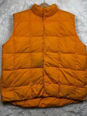 LL Bean Outdoors Puffer Vest Men's XXL Tall Yellow Goose Down Quilted Gorpcore